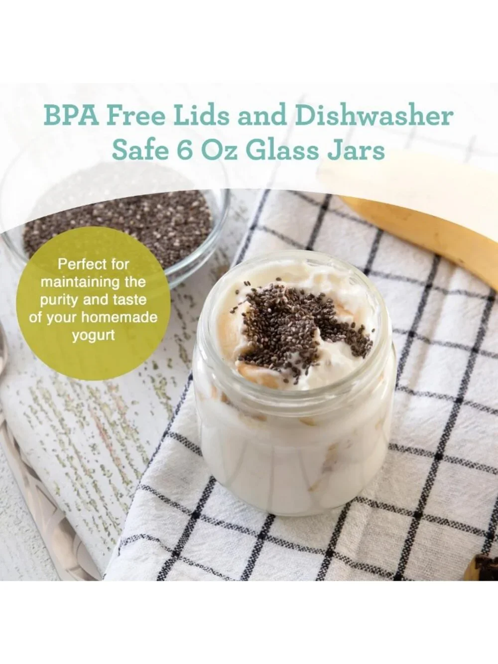 Set of 8 Glass Jars for Yogurt Maker - Perfect for Homemade Yogurt & Storage